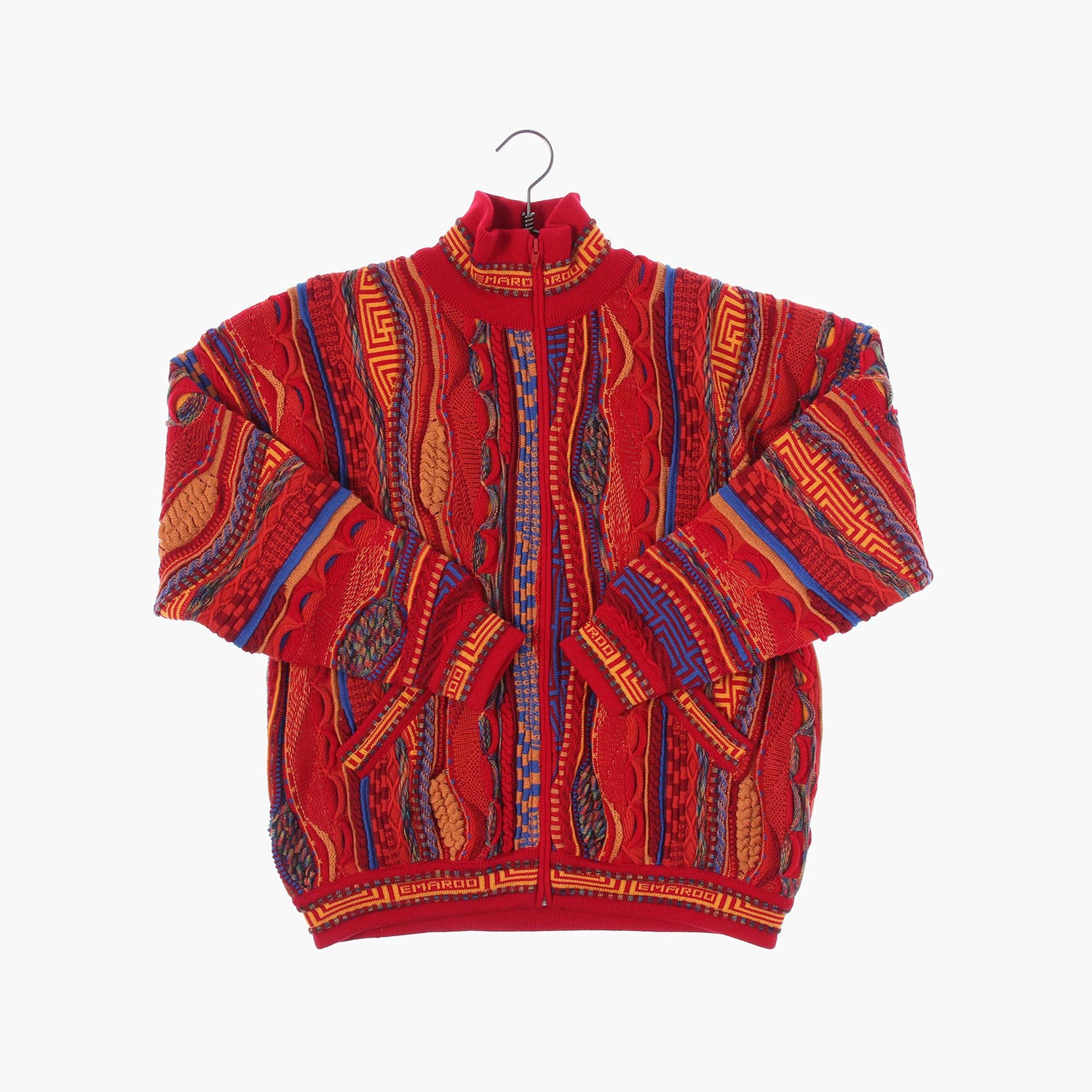 에마루 울 풀집업 패턴 니트/스웨터 공용 S 빈티지팜